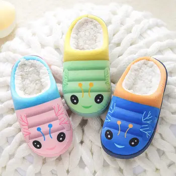 

2020 new arrival cute animal children's winter home fur slippers boys girls indoor velvet shoes baby slippers