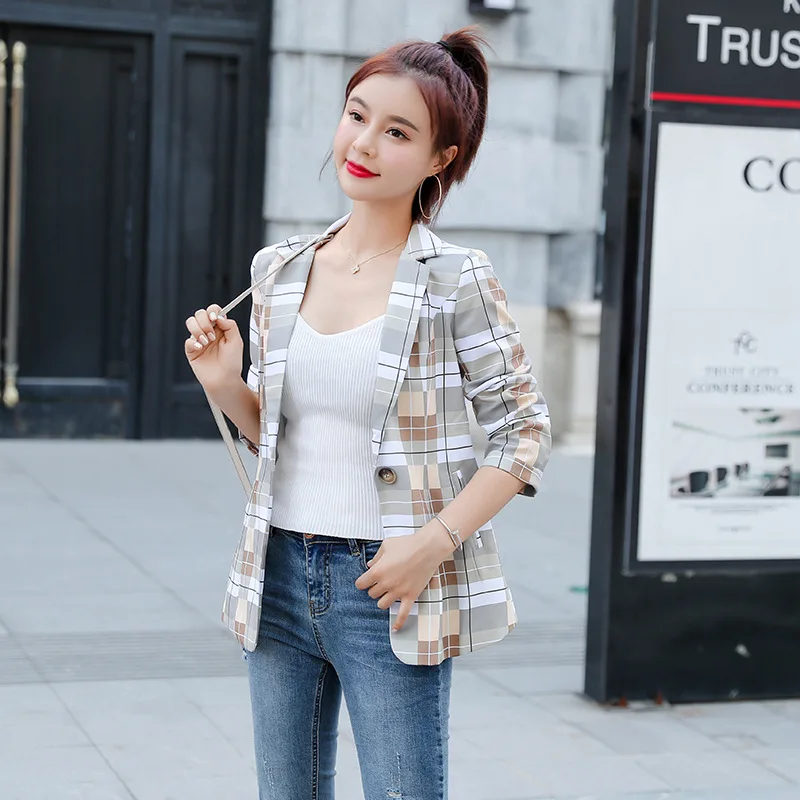 

Small Suit Women's 2019 Spring And Autumn New Style Fashion Versatile Korean-style CHIC Online Celebrity Playful Plaid Suit Coat