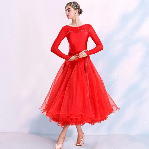 Розовое Бальное Платье стандартное танцевальное платье размера плюс бальный танцевальный костюм красное танго платье Венский вальс платье Танго Костюм - Цвет: red