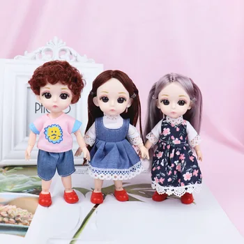 

16cm BJD Dolls 13 Joint Moveable Original 1/12 Princess Doll Toys with Shoes Dress up Nude Cute Baby Doll Toy For Kids Gifts