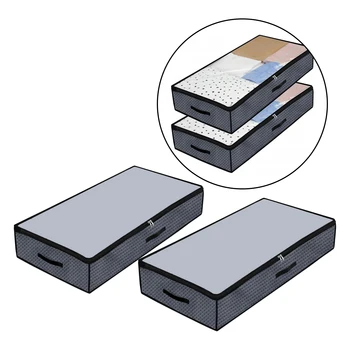

2 PCS Underbed Storage Bags Set with Zips, 90L Breathable Clothes Storage Bags for Comforters, Sweaters, Quilt, Blankets