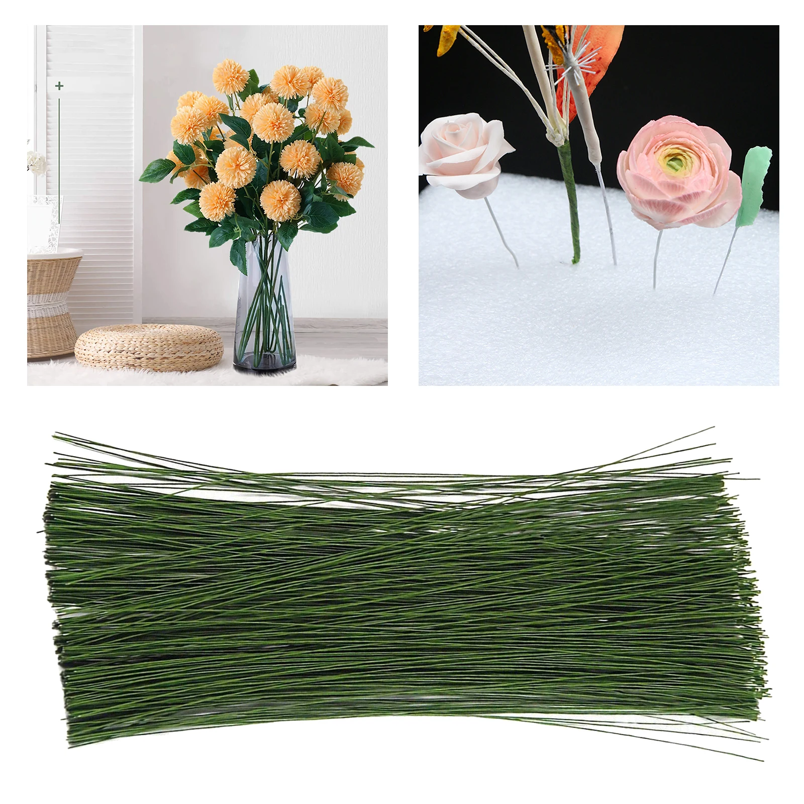 17cm/25/30/40cm Artificial Flower Stems Rose leaves base Iron Wire Stem  DIY