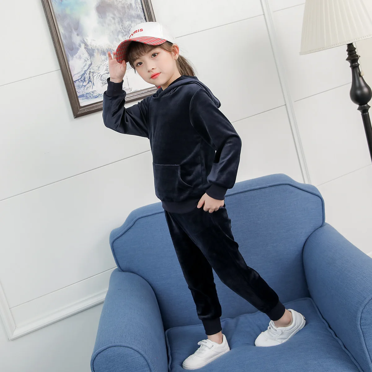 

2018 Autumn And Winter New Style CHILDREN'S Suit Long Sleeve Korean-style Velvet Sports Casual Two-Piece Set