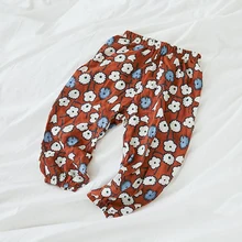 Летние штаны, детские штаны, широкие штаны для малышей, Детские муслиновые сетчатые дышащие солнцезащитные комплекты для малышей, одежда, BMT056