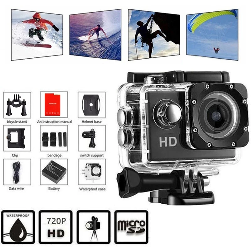 720P экшн-Камера Ультра HD подводная наружная мини Спортивная камера