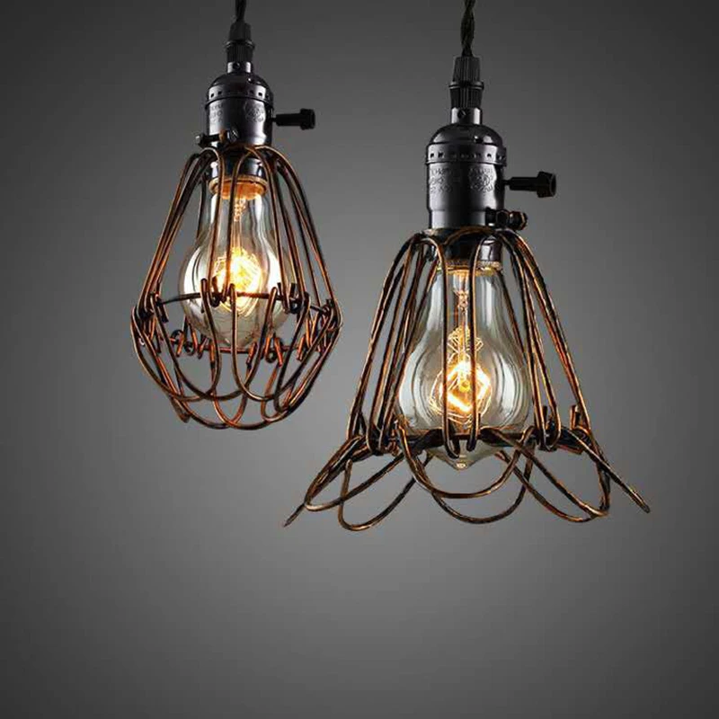 

Nordic Personalized Creative Small pendant lights Vintage Industrial Style Iron Cage Hanging Lamp Cafe Clothing Store Lighting