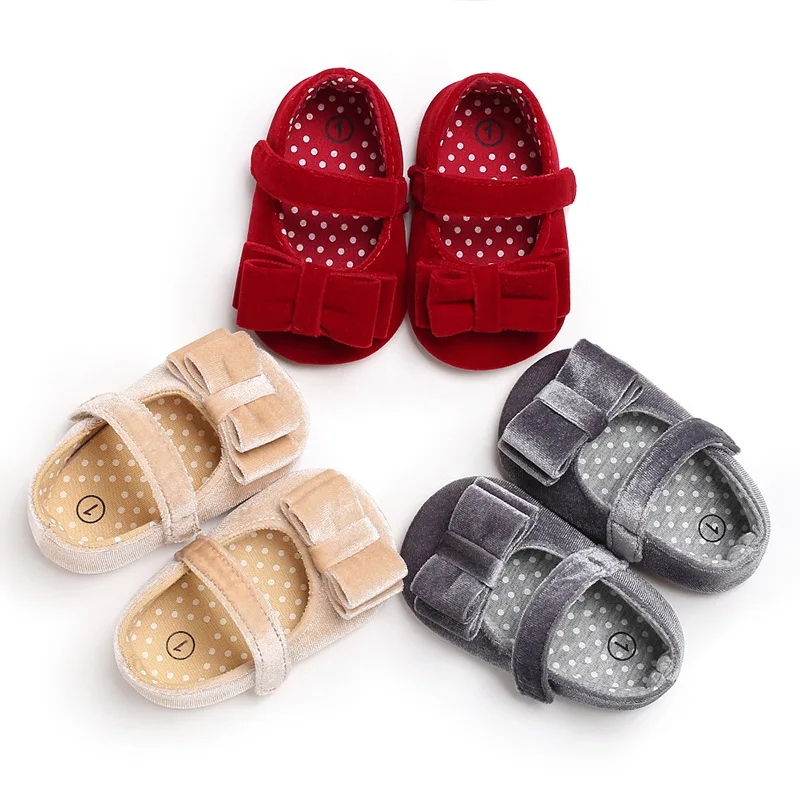 

Autumn and summer models 0-1 year old female baby princess shoes rubber sole non-slip newborn baby toddler shoes