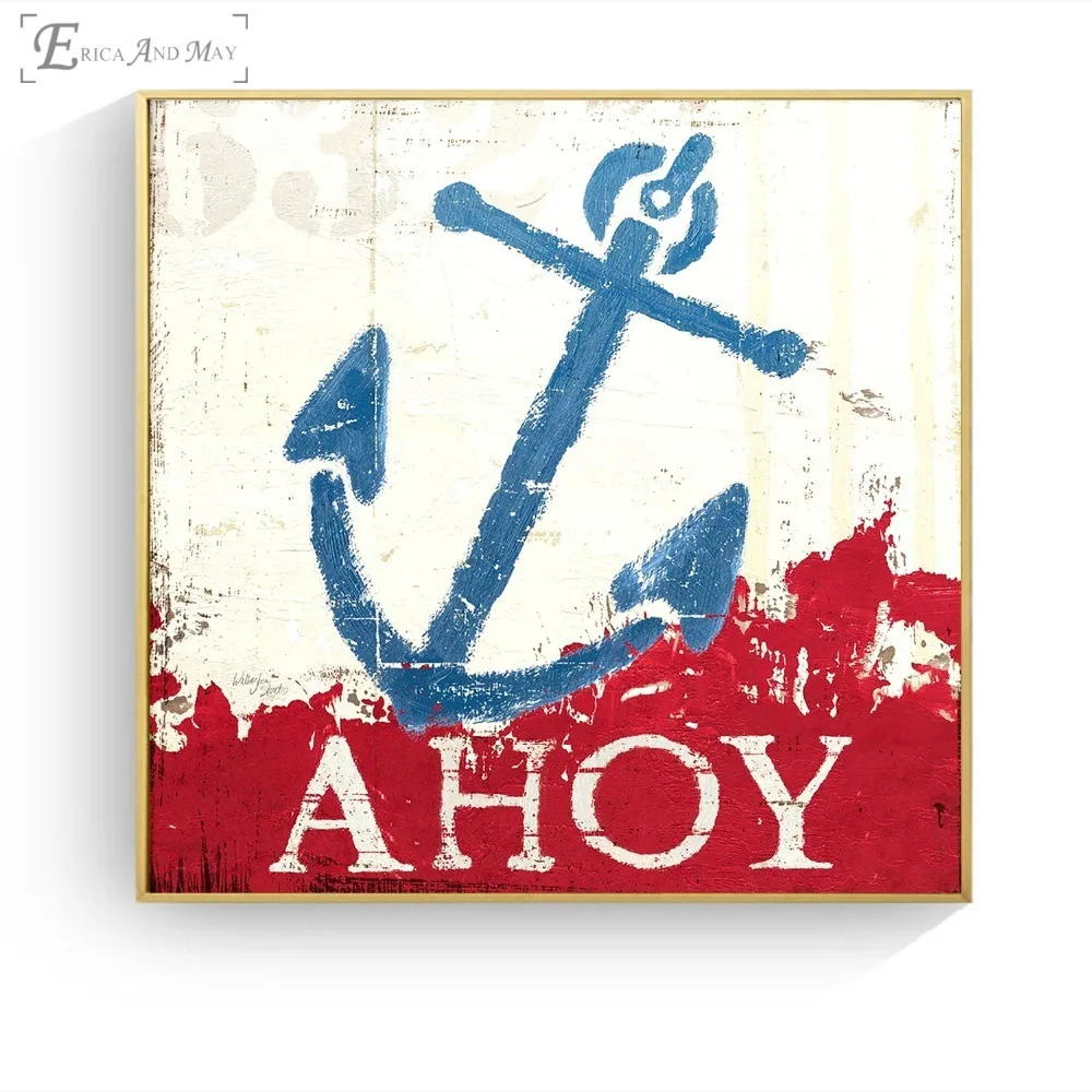 Anchor Nautical Compass Poster Prints Oil Painting On Canvas Wall Art Murals Pictures For Living Room Decoratio No Frame | Дом и сад