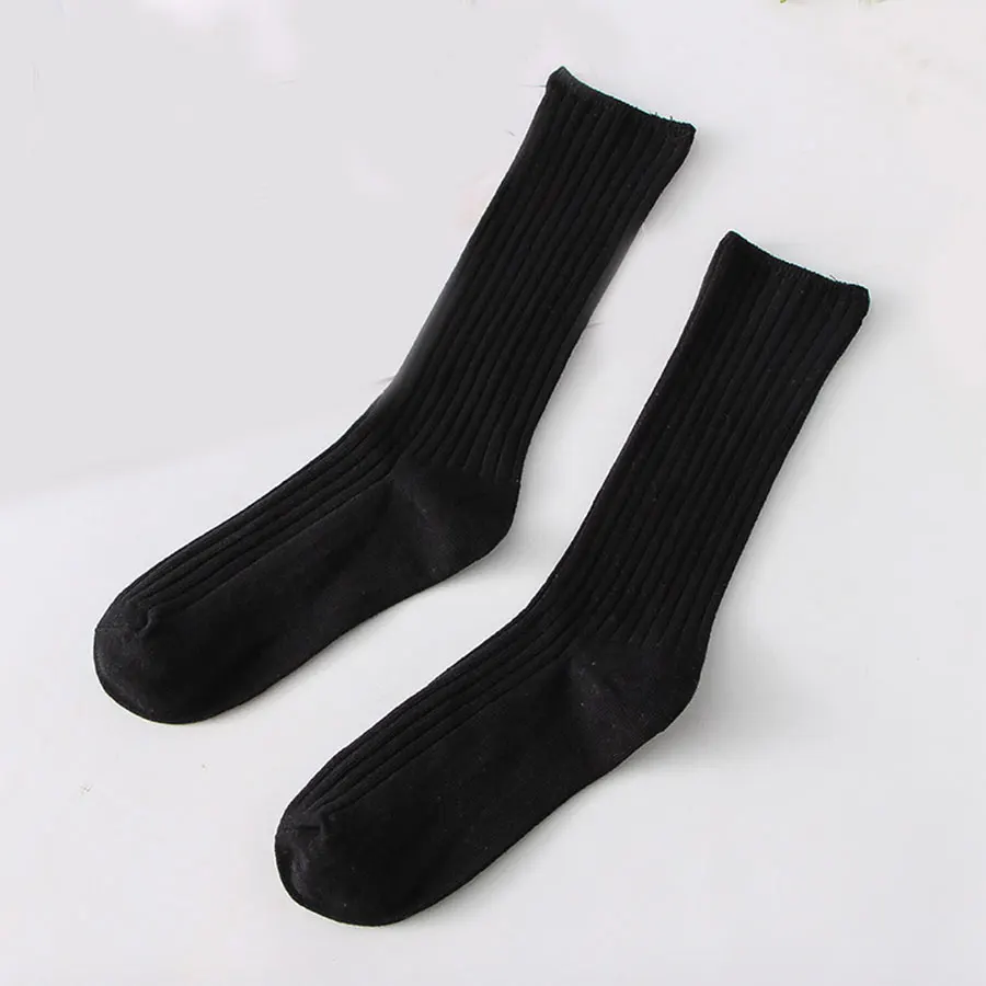 Однотонные носки для женщин, повседневные хлопковые носки, черные, бежевые, розовые, 11 цветов, женские носки в стиле Харадзюку, уличная одежда - Цвет: Black