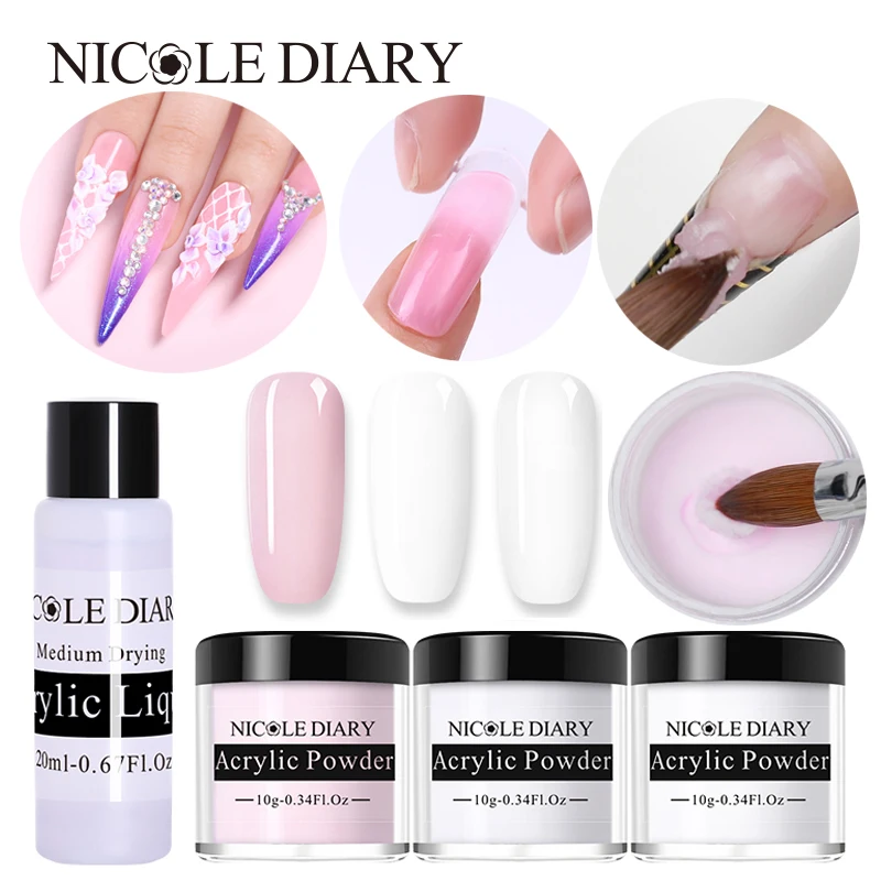 NICOLE DIARY 10 мл акриловая пудра для наращивания ногтей французский полимер