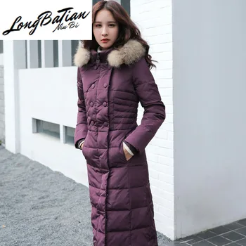

High Quality Fashion Women's Down Jacket Genuine Raccoon Fur Collar Female Winter Parkas Women Coats Ropa Mujer Zjt255