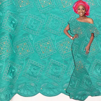 

Green Nigerian African Dry Lace Fabric With Embroiderey Cotton Swiss Voile Lace In Switzerland For Wedding Festivals Sew
