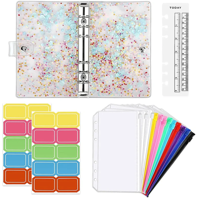 A6 Budget Binder Cover Waterproof PVC Ring Cash Envelope Wallet for Planner Organizer Pockets Multicolor Zipper | Канцтовары для