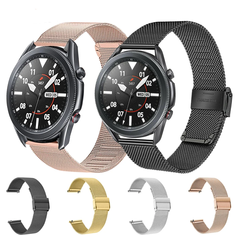 22mm 20mm Milanese Steel Watchstrap For Samsung Galaxy Watch 3 45mm