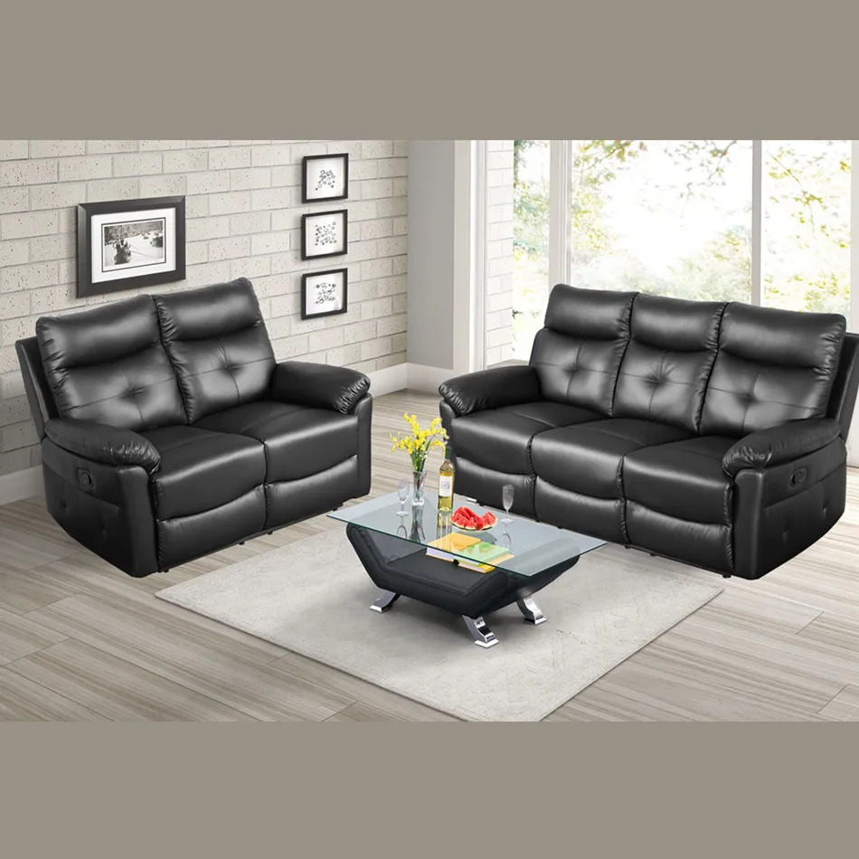

Luxury Black PU Leather 3+2 Seater Recliner Sofa Set Loveseat Lounge Couches Set for Living Room Office Study Room or other Room