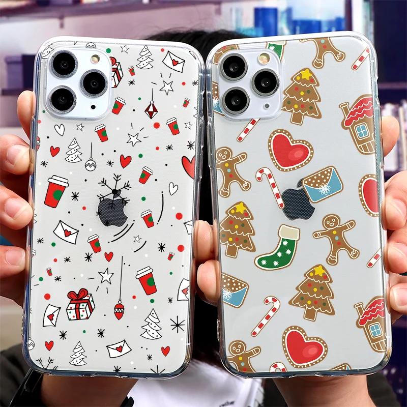 Hot Christmas Style Case Fashion Coques For iPhone SE 2020 7 8 6 6S Plus 13 12 11 Pro Max Mini X XR XS Soft TPU Clear Covers | Мобильные