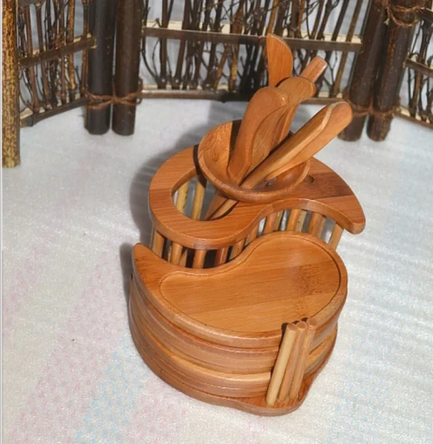 Heavy Bamboo Tea-tray Small Wholesale Customizable Tea Sets Single Layer Drainage Zen Bamboo Tea-tray Bamboo Saucer Drainage