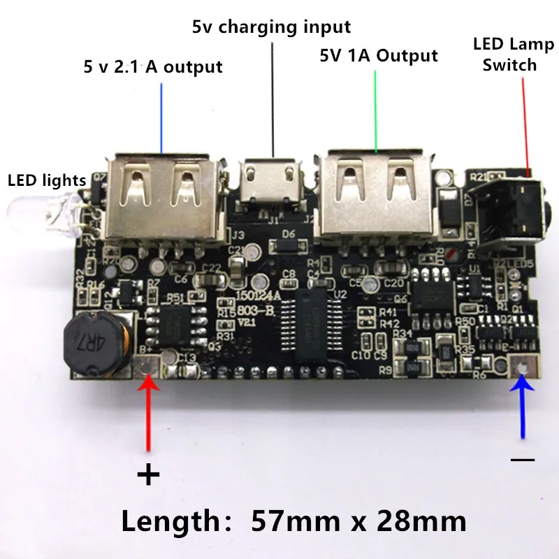 Автоматическая защита! Двойной USB 18650 Зарядное устройство PCB модуль питания 5V 1A 2.1A
