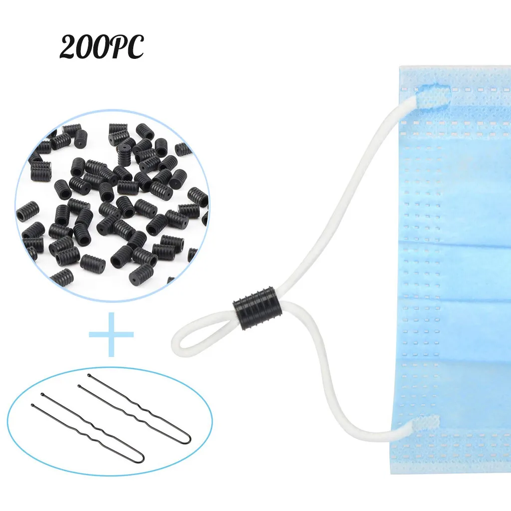 200pcs Mask Elastic Adjustment Buckle Plastic Spring Stop Toggle Hole Cord Locks Masker End With Tool | Дом и сад