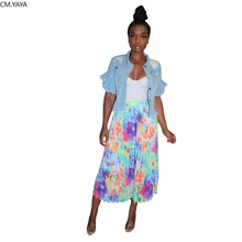 Женская летняя и осенняя плиссированная юбка с принтом Галактики, до середины икры, до середины икры, модная одежда для активного отдыха, повседневная юбка GL3826