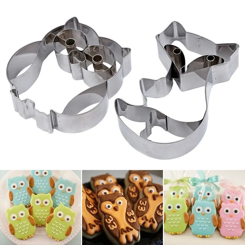 

3D Cartoon Stainless Steel Cookie Cutter Owl Shaped Biscuit Cake Decoration Molds Fruit Chocolate Cutters XB 66