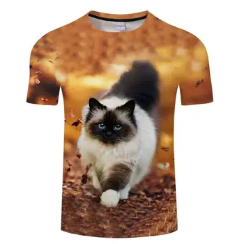 

Fashion new 3D animal pet cat print T-shirt female harajuku style top T-shirt female O collar short sleeve T-shirt Blusa