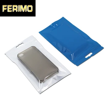 

Wholesale Resealable Ziplock Bags for Electronic Accessories Craft Storage Front Clear Back Blue Plastic Package Bag Hang Hole