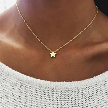 

Trendy Tiny Star Chains Pendant Necklace for Women Girls Metal Geometric Charm Chokers Necklaces Statement Jewelry Collares