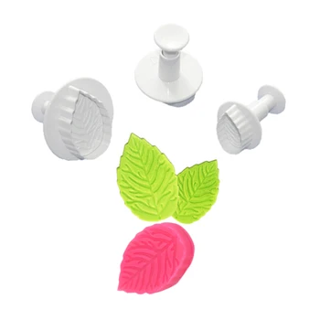 

New Leaf Plunger Spring Press Cake Mould Lovely Plastic Cake Blossom Cutter Cookie Dessert Cutters Fondant Cake Decoration Tool