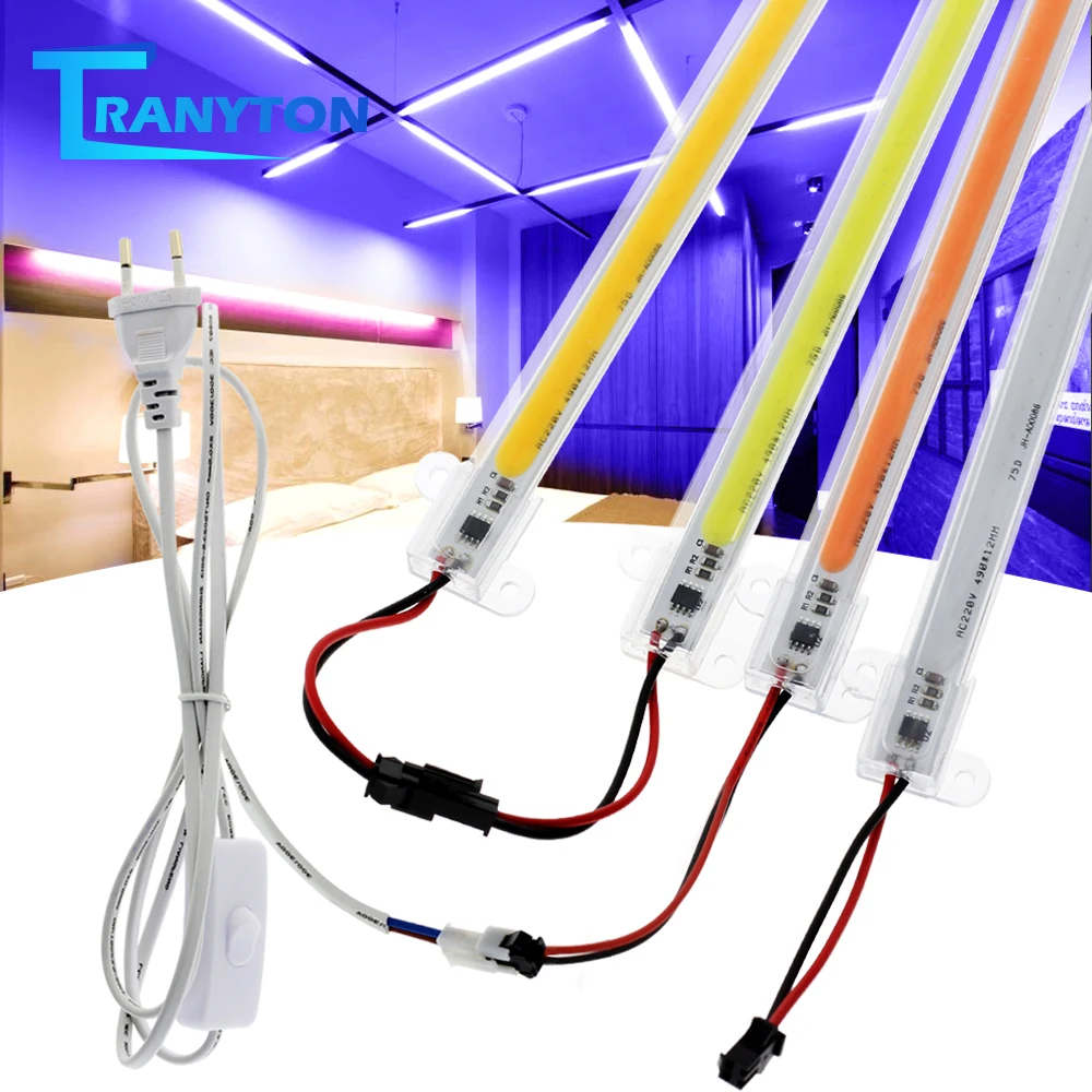 

220V LED Tube Lamp Cablinet Light with COB Chip 50CM Wardrobe Kitchen Wall Bar White Warm White Neutral White Blue Pink 1-6PCs