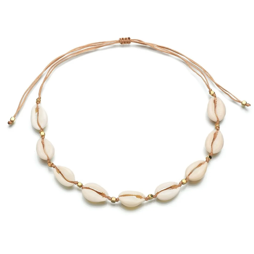 Shell Choker Necklace Women Vintage Mini Beaded Adjustable Weaving Rope Chain Natural Handmade Jewelry | Украшения и аксессуары