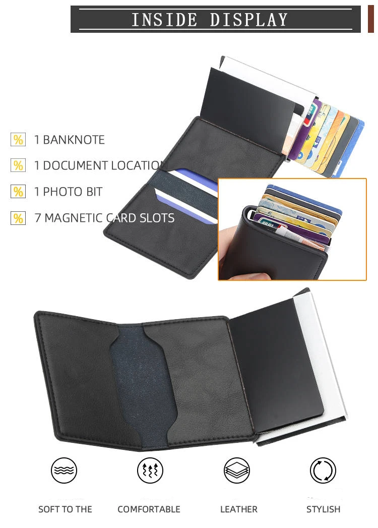 Automatically  Aluminum bank card package credit card wallet rfid shield card set card box document package metal wallet (3)