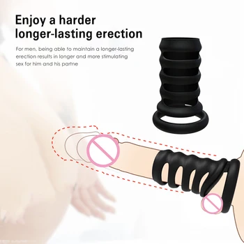 New Penis Rings Erection Delaying Ejaculation Reusable Dick Cock Rings Penis Enlargement Sex Toys for Men Testicles Cockrings 2