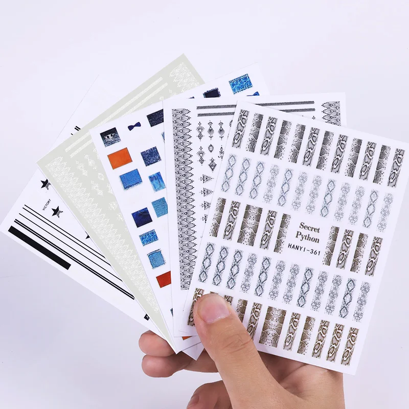 1 Sheet 3D Nail Sticker Sports Style Denim Sexy Snake Mixed Pattern Transfer Sticker Nail DIY Design Decoration Accessories 1 Sheet 3D Nail Sticker Sports Style Denim Sexy Snake Mixed Pattern Transfer Sticker Nail DIY Design Decoration Accessories