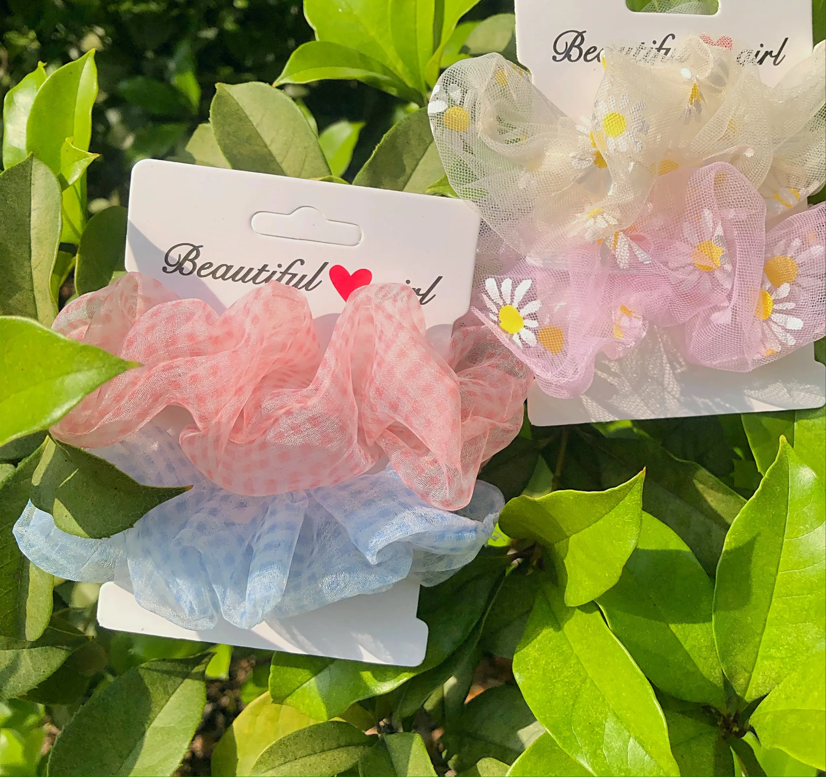 2 шт./компл. Бархатные эластичные резинки для волос с маргаритками атласные