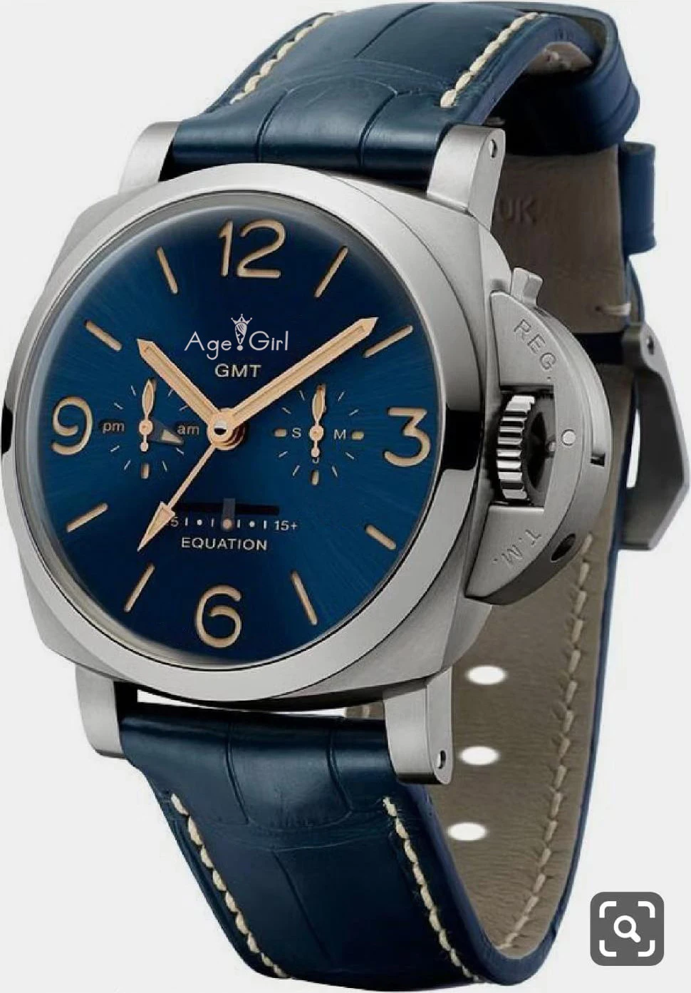 

Luxury Brand New Men Automatic Mechanical Stainless Steel Blue Leather Silver Luminous Equation Watches Limited GMT AAA+ 44mm