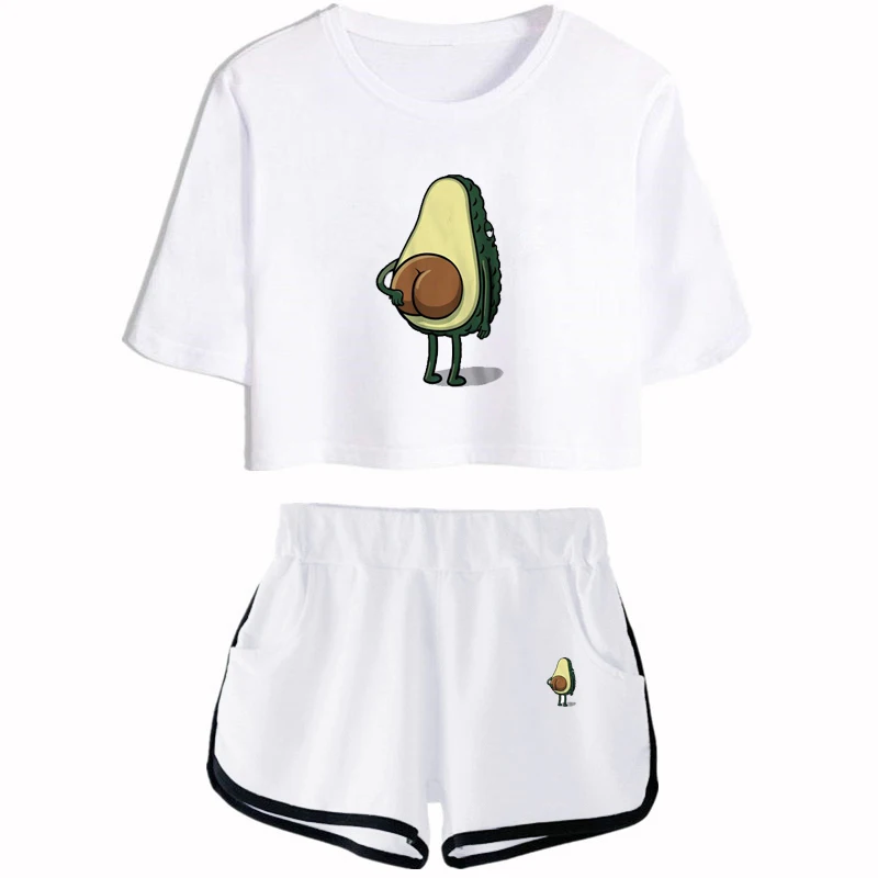 ZOGAA-Solid-Short-Tee-With-Elastic-Waist-Shorts-Activewear-Red-White-Women-Crop-Top-And-Shorts (1)