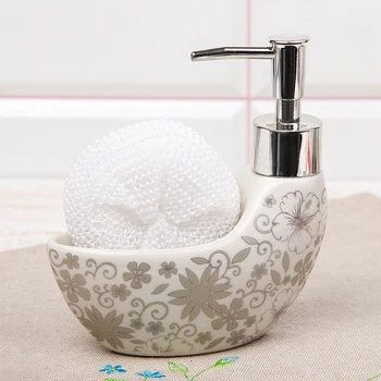 

150 ml detergent dispenser with sponge stand "Silver pattern"