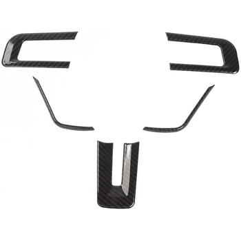 

Carbon Fiber Car Steering Wheel Trim Cover Frame Steering Wheel Panel Sticker Interior for Ford Mustang 2015+
