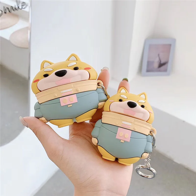 Case for AirPods Pro Cute Cover Silicone Bluetooth Earphone Protective Apple Air Pods 2 with Keychain Astronaut Dog 3D | Электроника