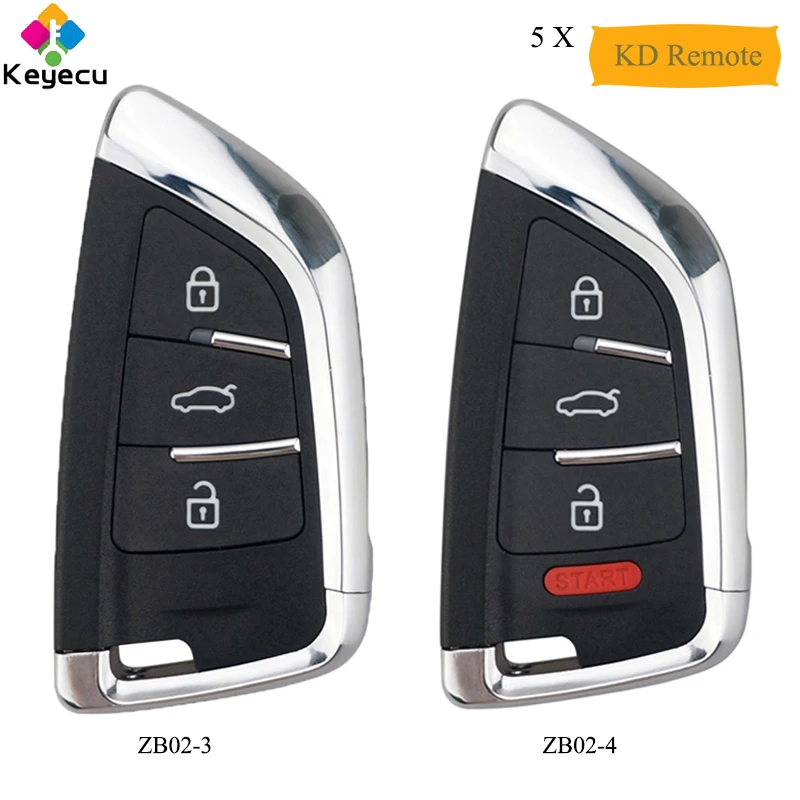 

KEYECU 5Pieces/Lot Universal ZB02-3 ZB02-4 KD Smart Key Remote for KD-X2 KD900 Mini KD, Remote Car Key Fit More Than 2000 Models