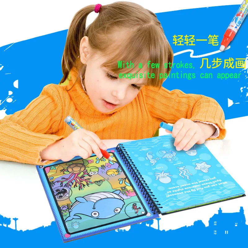 8 Тематические Доски многоразовые Волшебная водная рисовальная книжка раскраска