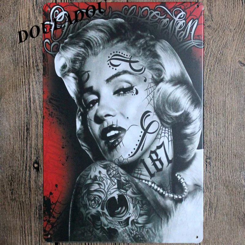 [Douladou] Devils и ангелы, женское нижнее белье, жестяные вывески «Garage» Стены Стикеры Винтаж Стиль художественная Стикеры 20x30 см