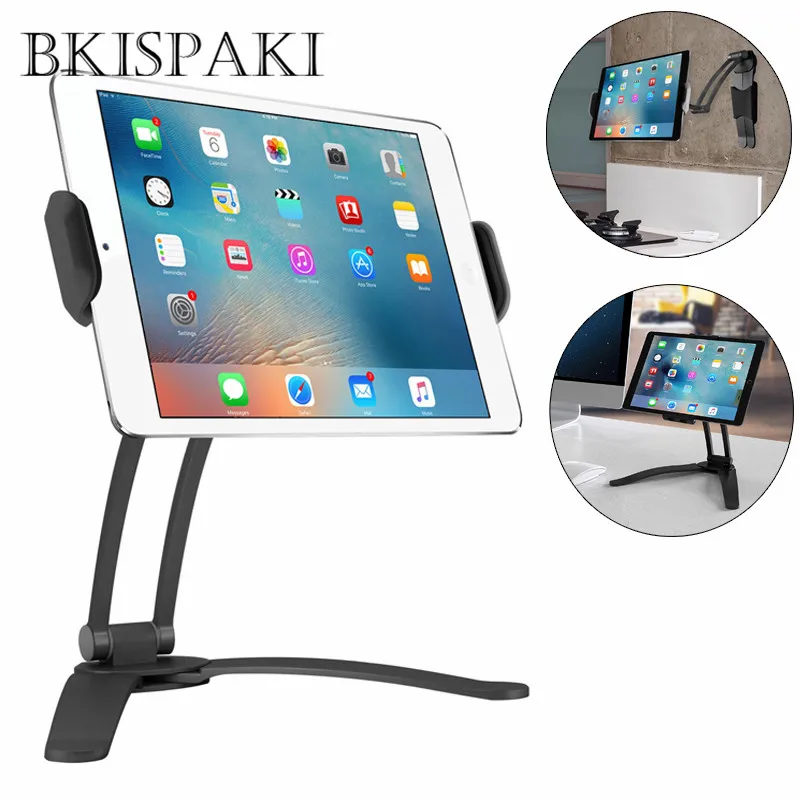 

2-in-1 Wall Desk Tablet Stands Kitchen Tablet Mount Stand Phone Holder Fit For 5-10.5 inch Tablet Metal Bracket Notebook Holders