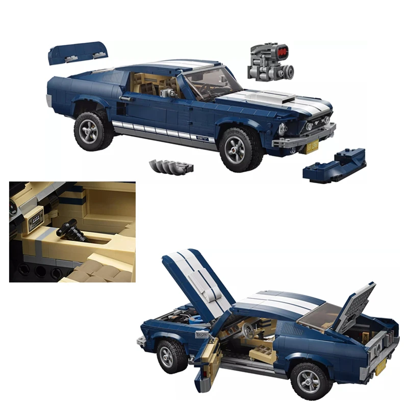Skup MOC kreator ekspert Technic Retro 1960s Ford Mustang GT samochód sportowy klocki zestaw cegieł zestawy klasyczny Model zabawki prezenty