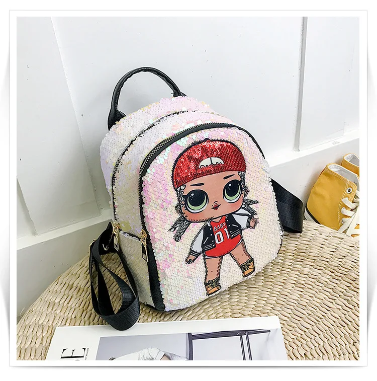 Мультфильм милая кукла рюкзак для путешествий Модный водонепроницаемый Молодежный спортивный рюкзак для женщин Открытый сумка с блестками