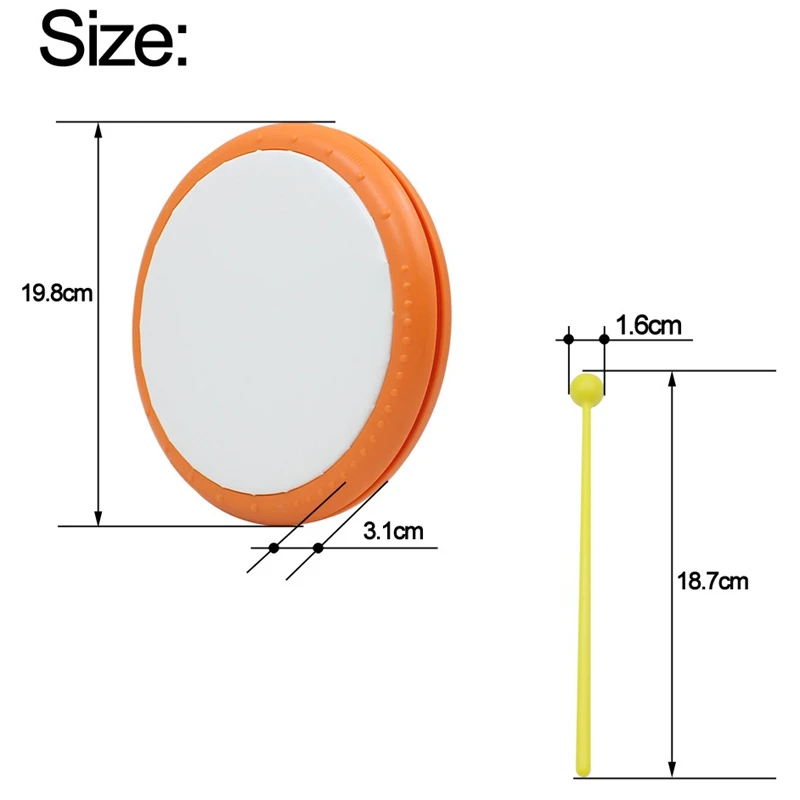 Ручной барабанный музыкальный инструмент пластиковый 198 мм 7,8 дюйма для портативной практики