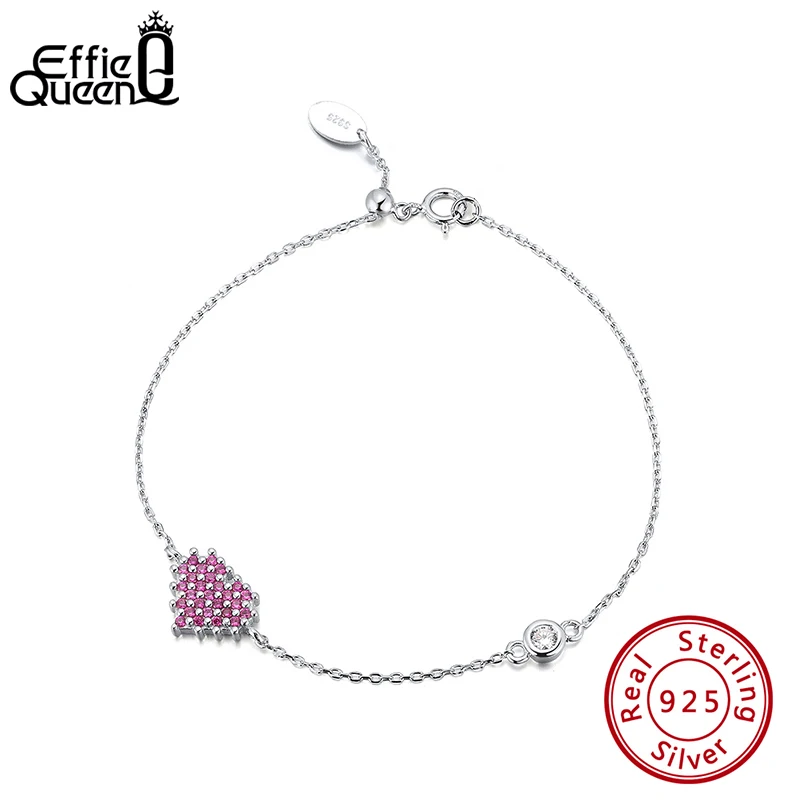 

Effie Queen S925 Silver Heart Shape AAAA Zircon Link Charm Bracelet & Bangle Women Authentic Silver Jewelry Birthday Gifts EQB04