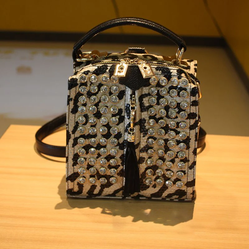 #^Special Price Women Crystal Shoulder Bags Leopard Luxury Totes Fashion Women Leather Punk Black Evening Handbags Ladies Small Crossbody Bags #^Special Price Women Crystal Shoulder Bags Leopard Luxury Totes Fashion Women Leather Punk Black Evening Handbags Ladies Small Crossbody Bags