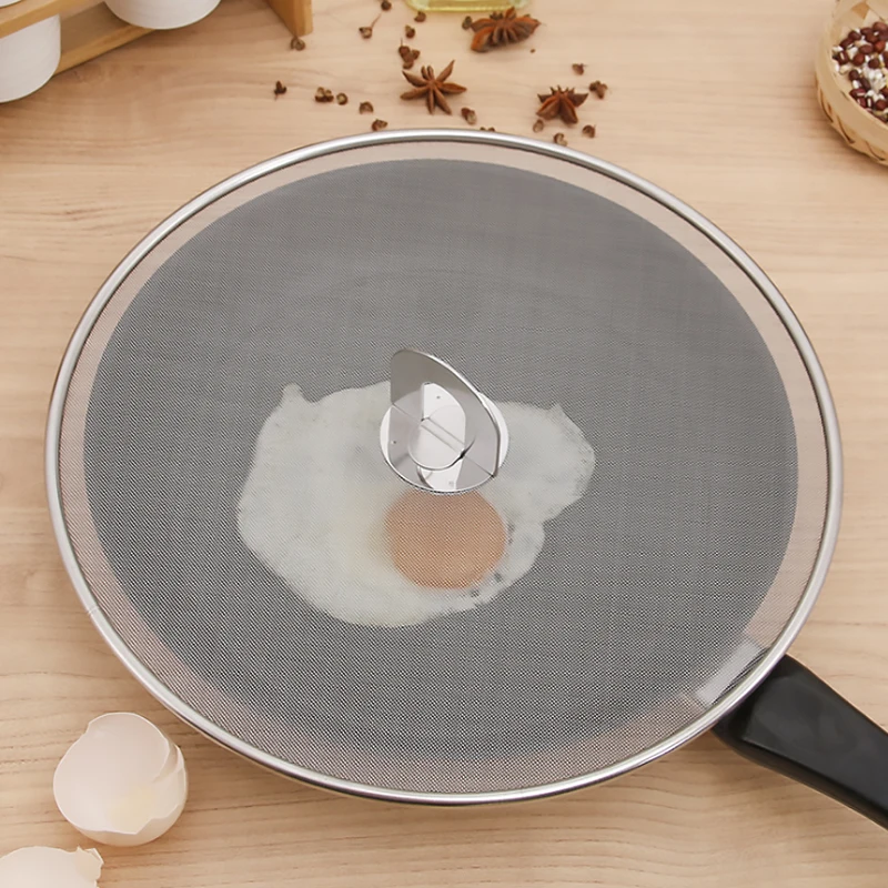 

1 pc Stainless Steel Frying Pan Splash Guard Cover Lid Mesh Fat Oil Frying Pan Splatter Screen Tool 25cm durable